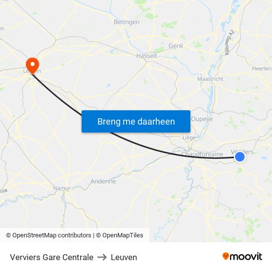 Verviers Gare Centrale to Leuven map
