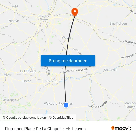 Florennes Place De La Chapelle to Leuven map