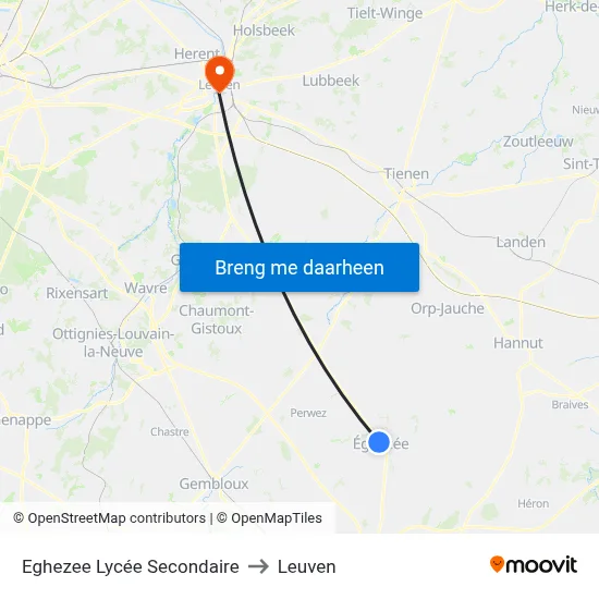 Eghezee Lycée Secondaire to Leuven map