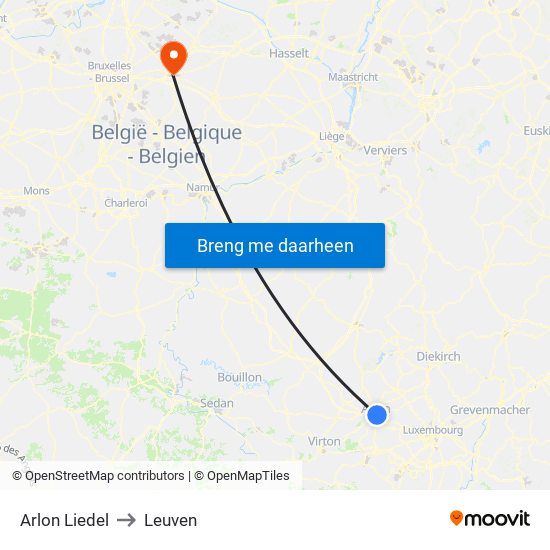 Arlon Liedel to Leuven map
