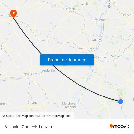 Vielsalm Gare to Leuven map