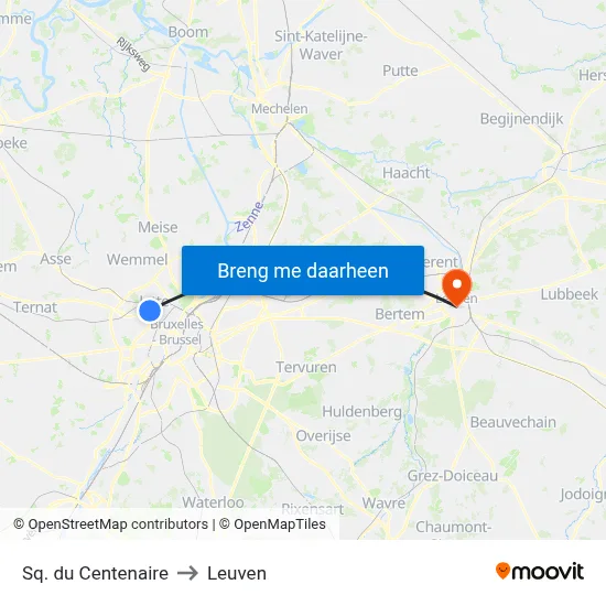 Sq. du Centenaire to Leuven map