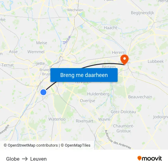 Globe to Leuven map