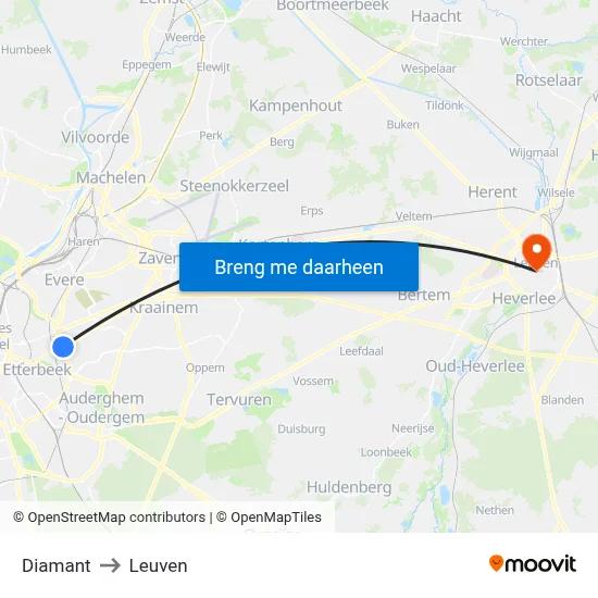 Diamant to Leuven map