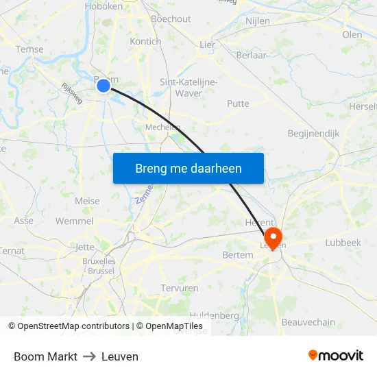 Boom Markt to Leuven map