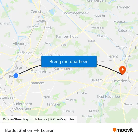Bordet Station to Leuven map