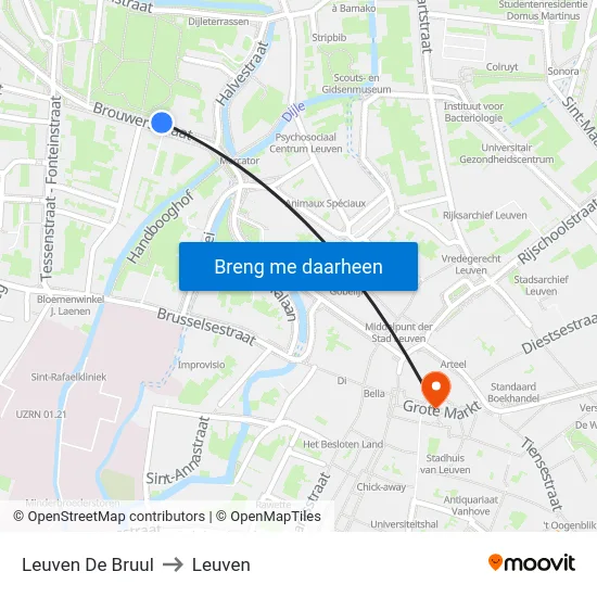 Leuven De Bruul to Leuven map