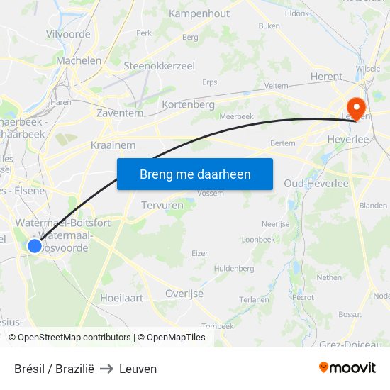 Brésil / Brazilië to Leuven map