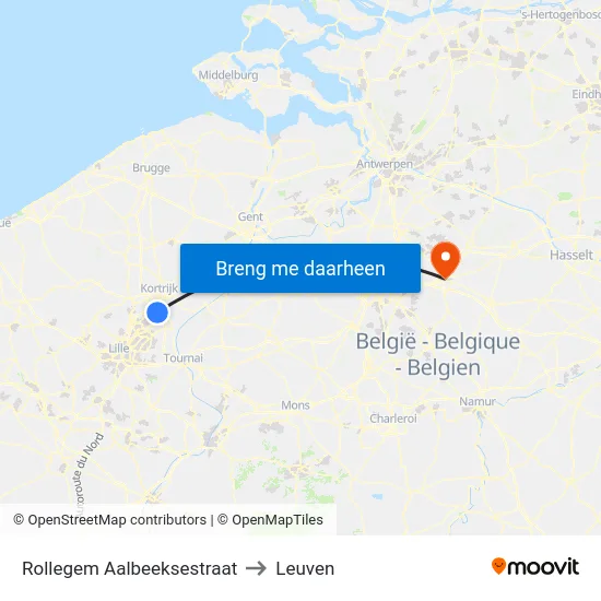 Rollegem Aalbeeksestraat to Leuven map