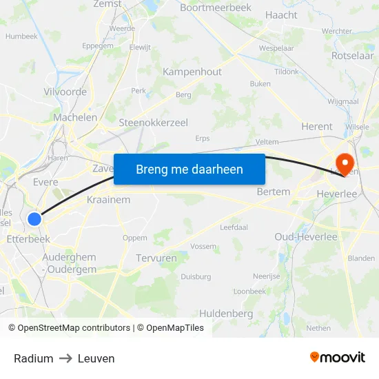 Radium to Leuven map