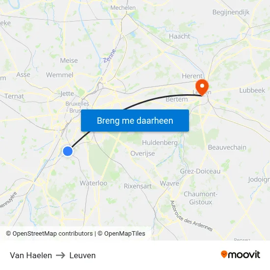 Van Haelen to Leuven map