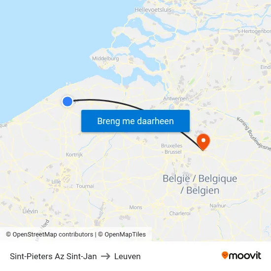 Sint-Pieters Az Sint-Jan to Leuven map