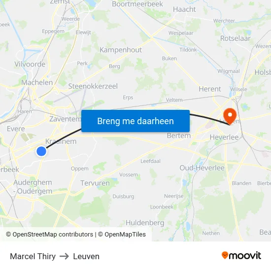 Marcel Thiry to Leuven map