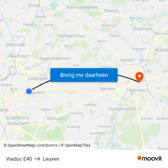 Viaduc E40 to Leuven map