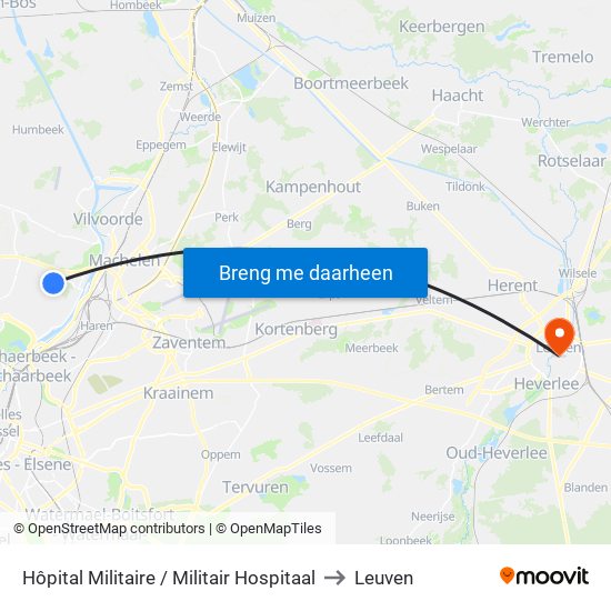 Hôpital Militaire / Militair Hospitaal to Leuven map