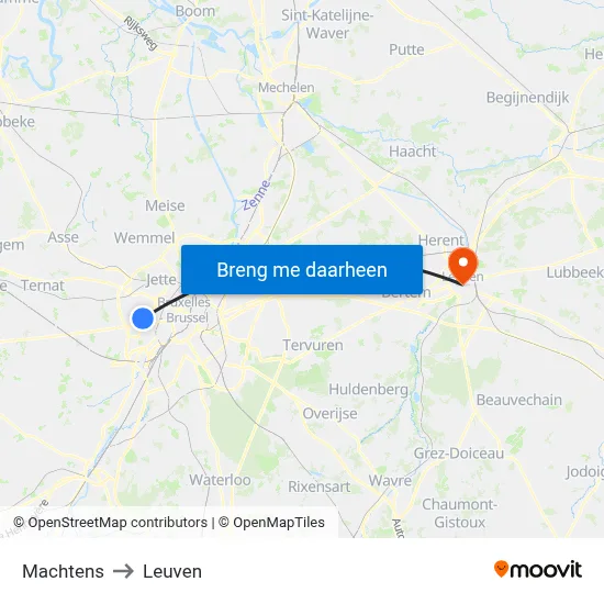 Machtens to Leuven map