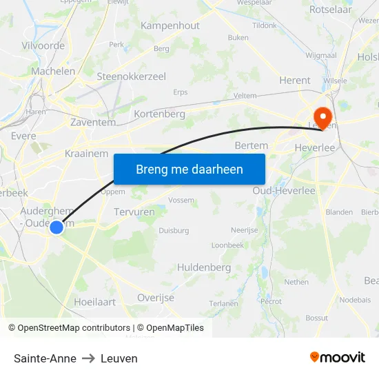 Sainte-Anne to Leuven map