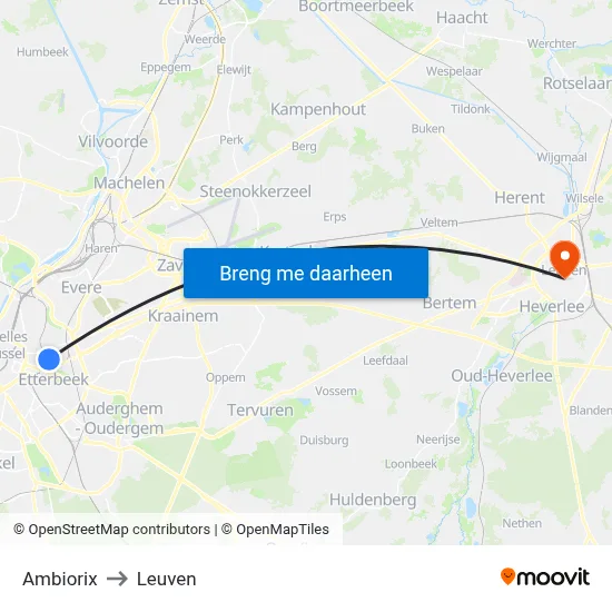 Ambiorix to Leuven map