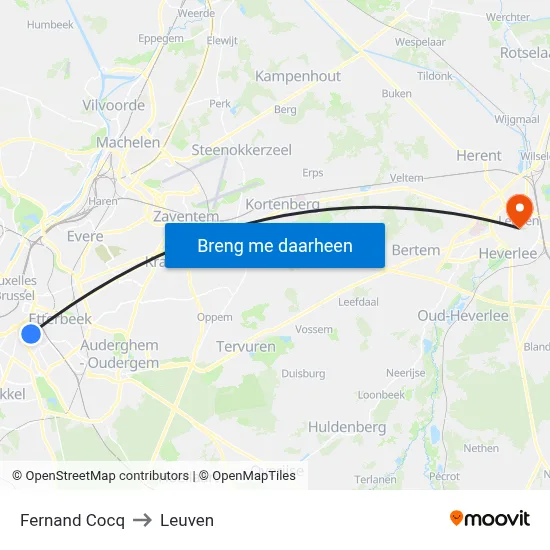 Fernand Cocq to Leuven map