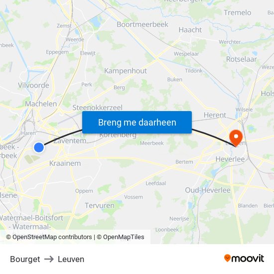 Bourget to Leuven map