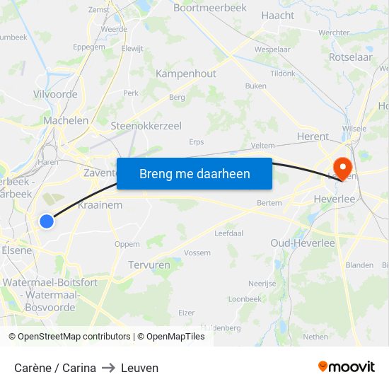Carène / Carina to Leuven map