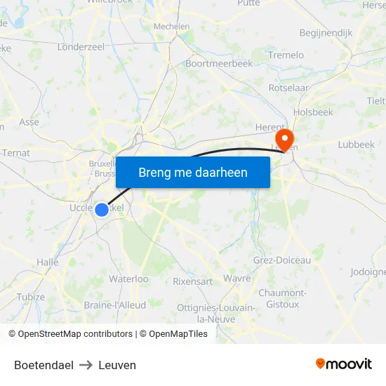 Boetendael to Leuven map