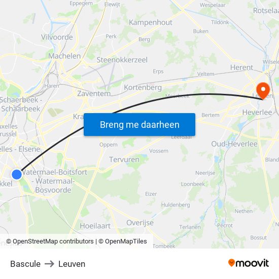 Bascule to Leuven map