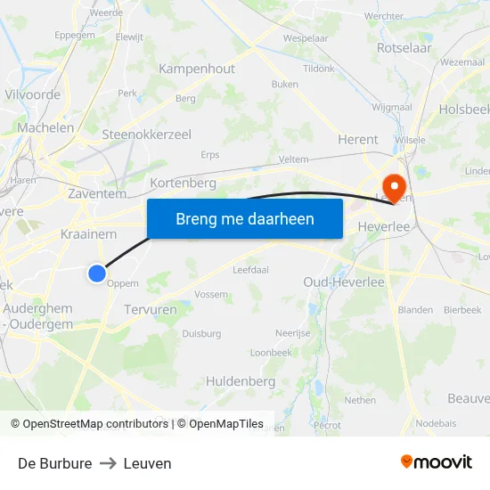De Burbure to Leuven map