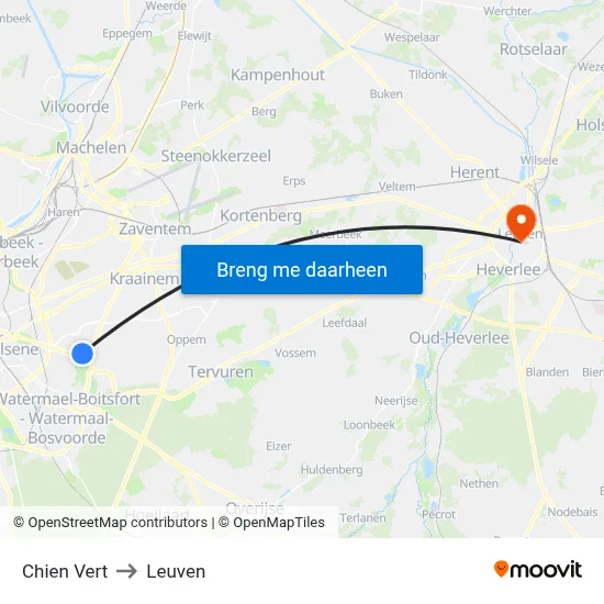 Chien Vert to Leuven map