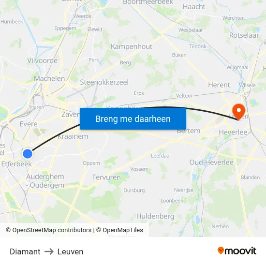 Diamant to Leuven map