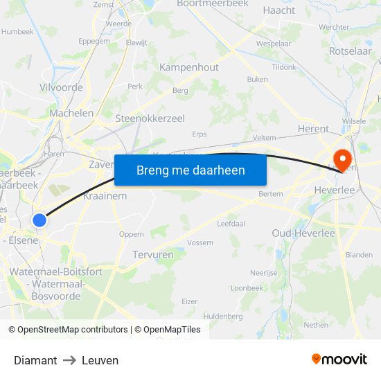 Diamant to Leuven map