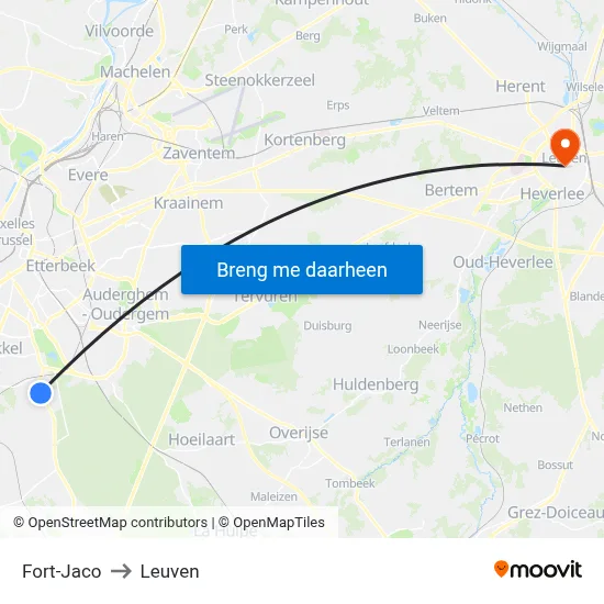 Fort-Jaco to Leuven map