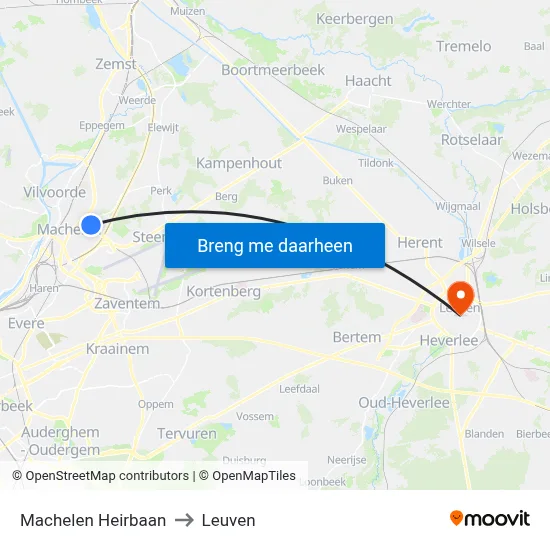 Machelen Heirbaan to Leuven map