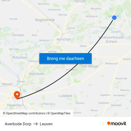 Averbode Dorp to Leuven map