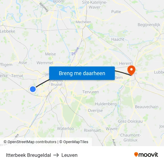 Itterbeek Breugeldal to Leuven map