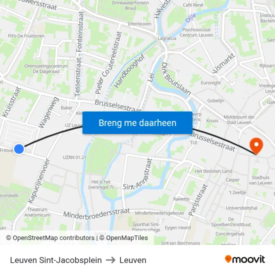 Leuven Sint-Jacobsplein to Leuven map