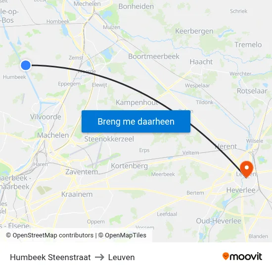 Humbeek Steenstraat to Leuven map