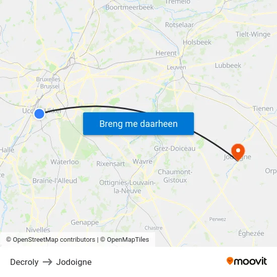 Decroly to Jodoigne map