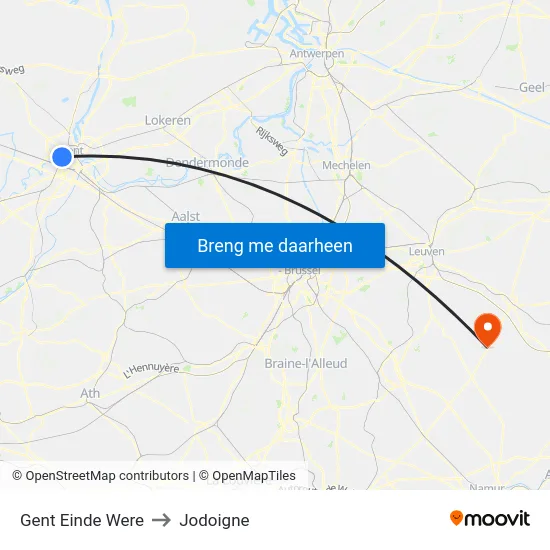 Gent Einde Were to Jodoigne map