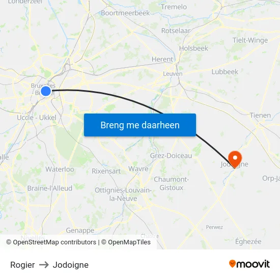 Rogier to Jodoigne map