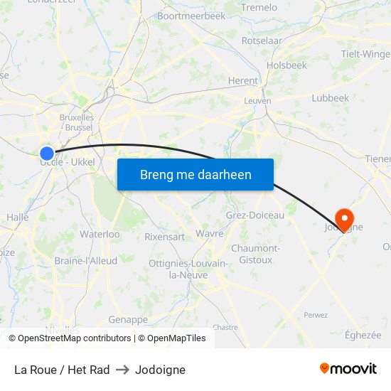 La Roue / Het Rad to Jodoigne map