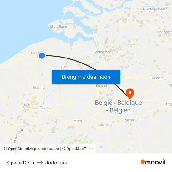Sijsele Dorp to Jodoigne map