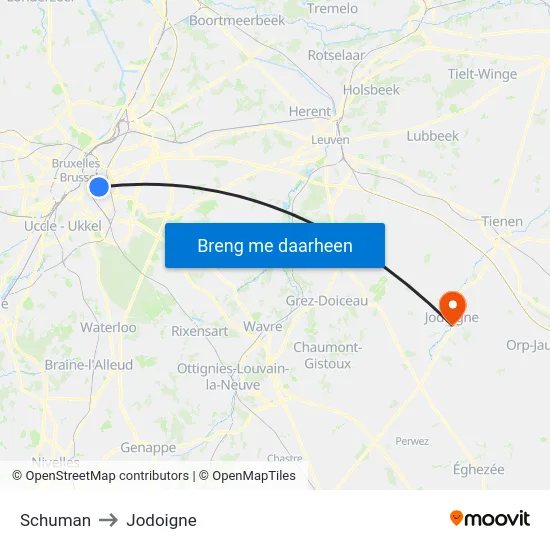 Schuman to Jodoigne map
