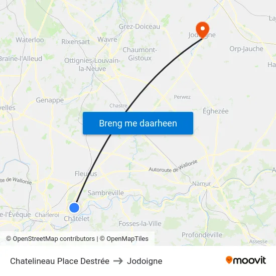 Chatelineau Place Destrée to Jodoigne map