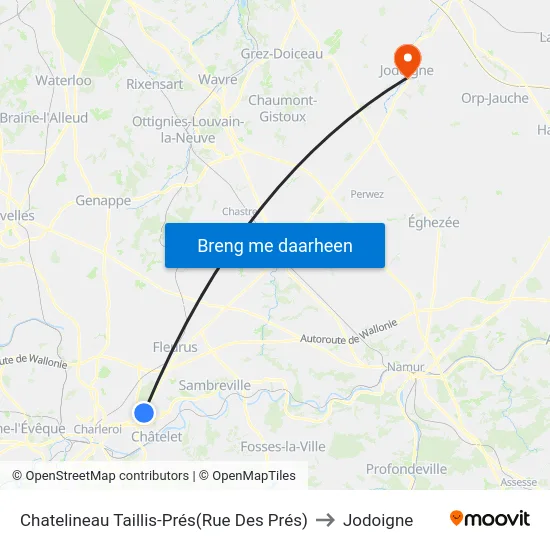 Chatelineau Taillis-Prés(Rue Des Prés) to Jodoigne map