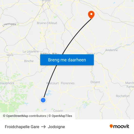Froidchapelle Gare to Jodoigne map