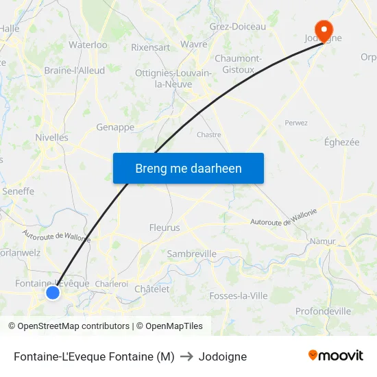 Fontaine-L'Eveque Fontaine (M) to Jodoigne map
