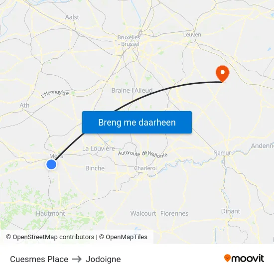 Cuesmes Place to Jodoigne map