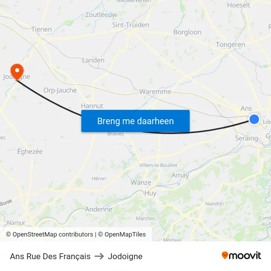Ans Rue Des Français to Jodoigne map