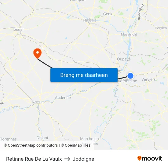 Retinne Rue De La Vaulx to Jodoigne map